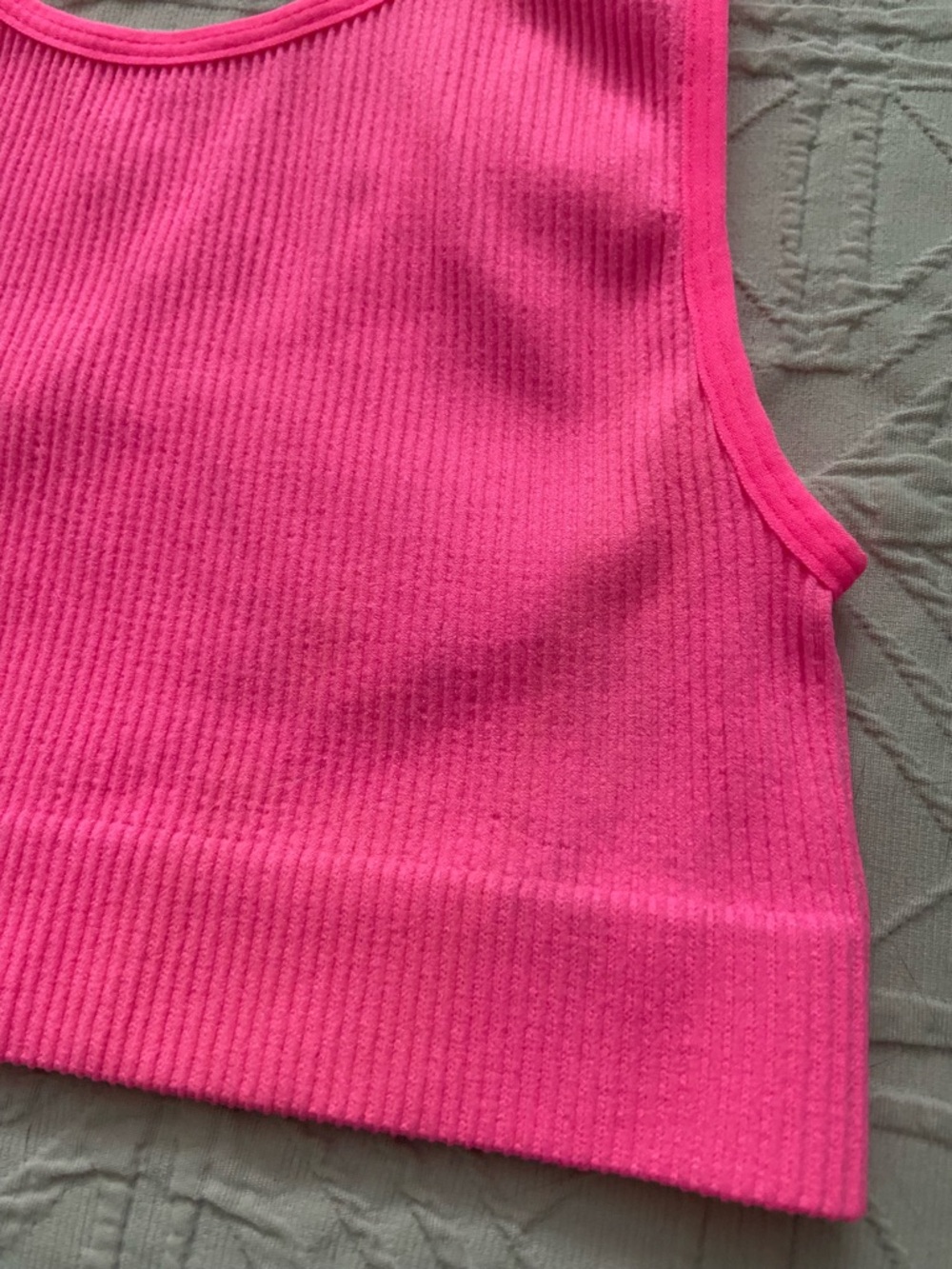 Sunday Best Hot Pink Ribbed Tank Crop Top - Picture 5 of 9
